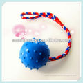 hot sell rubber spike ball on a rope dog toy